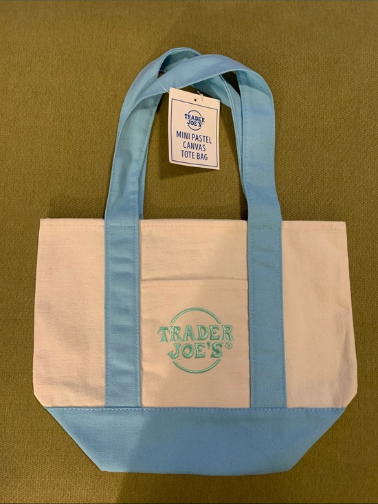 Trader Joe'S Handbags - Trader Joe's Mini Canvas Tote Bag in Light Blue & White